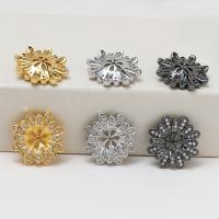 Brass Bead Cap, Flower, plated, DIY & micro pave cubic zirconia 19mm 