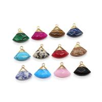 Gemstone Brass Pendants, with Brass, Triangle, gold color plated, DIY & faceted 