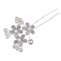 Hair Stick, Zinc Alloy, with Plastic Pearl, fashion jewelry & for woman 