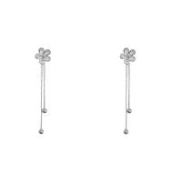 Cubic Zirconia Micro Pave Brass Earring, Flower, platinum plated, micro pave cubic zirconia & for woman 