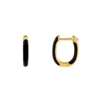 Brass Huggie Hoop Earring, 18K gold plated, for woman & enamel 