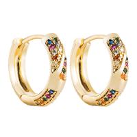 Brass Huggie Hoop Earring, gold color plated, micro pave cubic zirconia & for woman, 20mm 