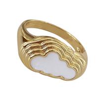 Messing Fingerring, Wolke, goldfarben plattiert, verschiedene Größen vorhanden & für Frau, weiß, 17.3mm, verkauft von PC