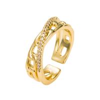 Cubic Zirconia Micro Pave Brass Finger Ring, gold color plated, Adjustable & micro pave cubic zirconia & for woman, 20mm 