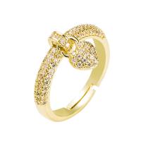 Cubic Zirconia Micro Pave Brass Finger Ring, gold color plated, Adjustable & micro pave cubic zirconia & for woman, 20mm 