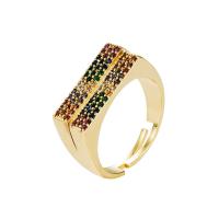 Cubic Zirconia Micro Pave Brass Finger Ring, gold color plated, Adjustable & micro pave cubic zirconia & for woman 