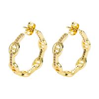 Cubic Zirconia Micro Pave Brass Earring, gold color plated, micro pave cubic zirconia & for woman 