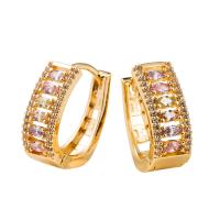 Brass Huggie Hoop Earring, 18K gold plated, micro pave cubic zirconia & for woman, multi-colored 