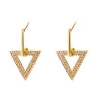 Cubic Zirconia Micro Pave Brass Earring, gold color plated & micro pave cubic zirconia & for woman & hollow 