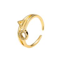 Cubic Zirconia Micro Pave Brass Finger Ring, gold color plated, Adjustable & micro pave cubic zirconia & for woman 