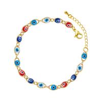 Evil Eye Schmuck Armband, Messing, mit Verlängerungskettchen von 1.57 inch, goldfarben plattiert, verschiedene Stile für Wahl & für Frau & Emaille, farbenfroh, Länge:ca. 6.69 ZollInch, verkauft von PC