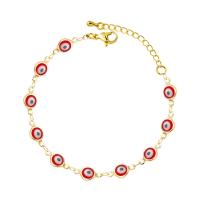 Evil Eye Schmuck Armband, Messing, mit Verlängerungskettchen von 1.18 inch, goldfarben plattiert, für Frau & Emaille, keine, Länge:ca. 7.08 ZollInch, verkauft von PC