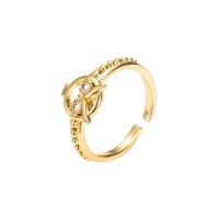 Cubic Zirconia Micro Pave Brass Finger Ring, gold color plated, Adjustable & micro pave cubic zirconia & for woman, 20mm 