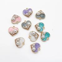 Zinc Alloy Enamel Pendants, with Plastic Pearl, Heart, DIY 