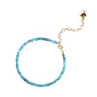 Apatite Armband, mit 201 Edelstahl, mit Verlängerungskettchen von 5cm, Vakuum-Ionen-Beschichtung, Einstellbar & für Frau, blau, 2.5mm, Länge:ca. 14-18 cm, verkauft von PC