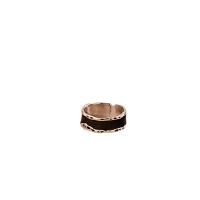 Messing Manschette Fingerring, Kreisring, silberfarben plattiert, Modeschmuck & für Frau & Emaille, schwarz, 23x7mm, verkauft von PC