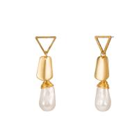 Glass Zinc Alloy Earring, with Glass Pearl, gold color plated, fashion jewelry & for woman 