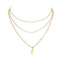 Collier de mode Multi couche, alliage de zinc, avec laiton, Symbole de la foudre, Placage de couleur d'or, multicouche & pour femme cm, Vendu par PC