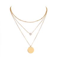 Collier de mode Multi couche, laiton, Placage de couleur d'or, multicouche & pavé de micro zircon & pour femme, 500mm, Vendu par PC