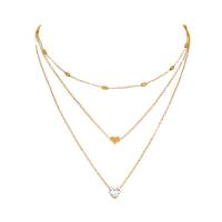 Collier de mode Multi couche, laiton, avec alliage de zinc, Placage de couleur d'or, multicouche & pavé de micro zircon & pour femme, 500mm, Vendu par PC