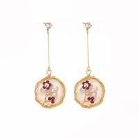 Glass Zinc Alloy Earring, with Glass Pearl, gold color plated, fashion jewelry & for woman 