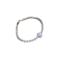 Cubic Zirconia Micro Pave Brass Bracelet, platinum color plated, micro pave cubic zirconia & for woman, 180mm 