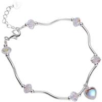 Bracelets de cristal, laiton, avec cristal & Opaline, avec 1.96inch chaînes de rallonge, coeur, Placage de couleur platine, bijoux de mode & pour femme Environ 6.1 pouce, Vendu par PC