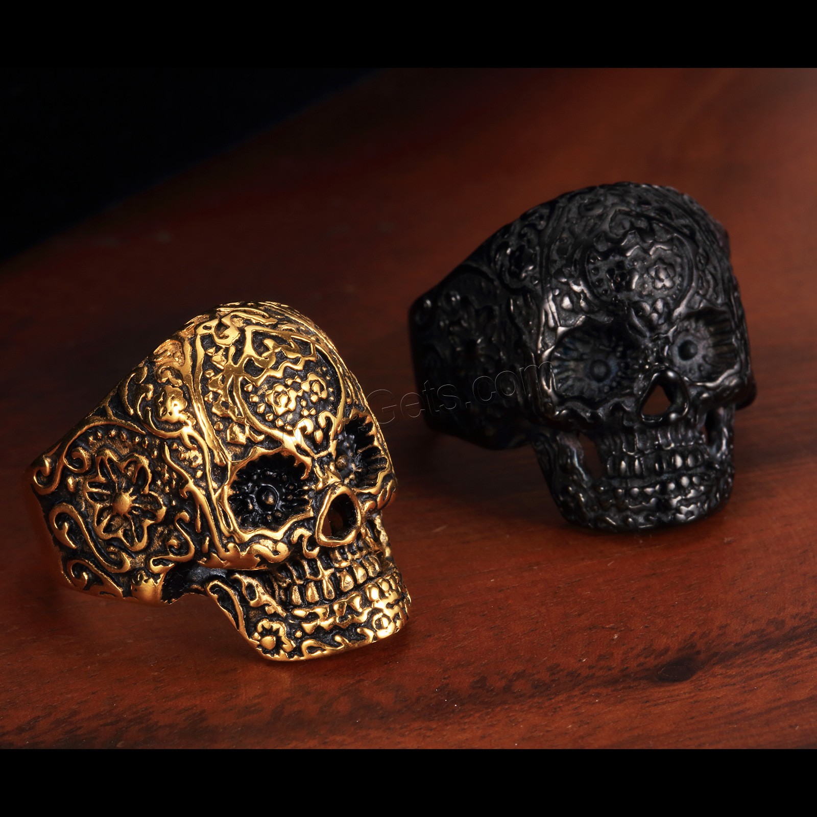 304 Stainless Steel Finger Ring, Skull, plated, different size for choice & for man, more colors for choice, Sold By PC