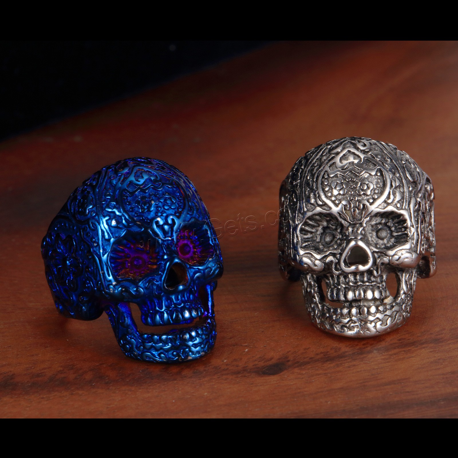 304 Stainless Steel Finger Ring, Skull, plated, different size for choice & for man, more colors for choice, Sold By PC