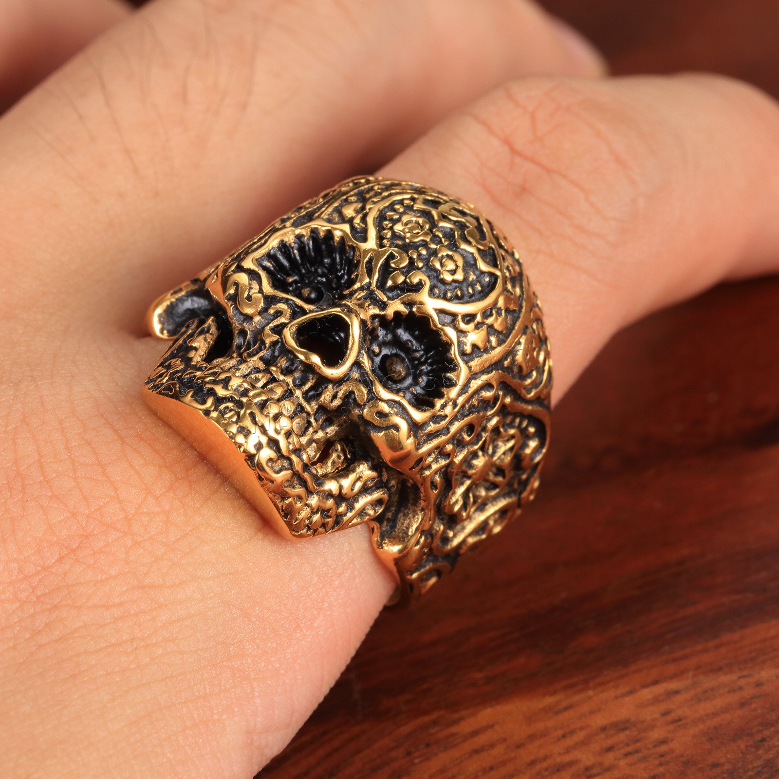 304 Stainless Steel Finger Ring, Skull, plated, different size for choice & for man, more colors for choice, Sold By PC