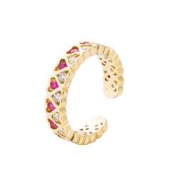 Brass Cuff Finger Ring, gold color plated, Adjustable & micro pave cubic zirconia & for woman 20mm 