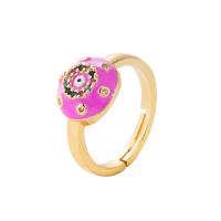 Brass Open Finger Ring, gold color plated, Adjustable & micro pave cubic zirconia & for woman & enamel 20mm 