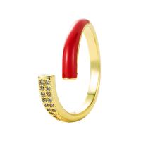 Brass Cuff Finger Ring, gold color plated, Adjustable & for woman & enamel 