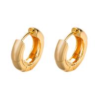 Brass Huggie Hoop Earring, gold color plated & for woman 