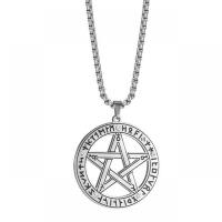 Edelstahl Schmuck Halskette, 304 Edelstahl, Pentagram, Modeschmuck & unisex, originale Farbe, 35x38mm, Länge:ca. 23.62 ZollInch, verkauft von Strang