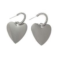 pendiente gota de aleación de cinc, aleación de zinc, Corazón, chapado en color de plata, Joyería & para mujer, plateado, 45x25mm, Vendido por Par