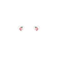 Boucle d'oreille en alliage de zinc en plastique perle, avec résine & perle de plastique, coeur, Placage de couleur d'or, bijoux de mode & pour femme & émail, rose, 10mm, Vendu par paire