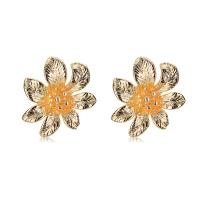 Brass Stud Earring, Flower, real gold plated, fashion jewelry & for woman 