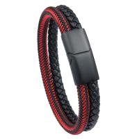 Microfibre PU bracelet, avec acier inoxydable 316L, Placage sous vide, bracelet tressé & normes différentes pour le choix & pour homme, plus de couleurs à choisir, Vendu par PC