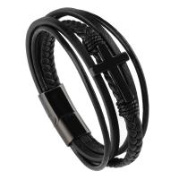 Microfibre PU bracelet, avec acier inoxydable 316L, Placage sous vide, multicouche & bracelet tressé & normes différentes pour le choix & pour homme, plus de couleurs à choisir, Vendu par PC