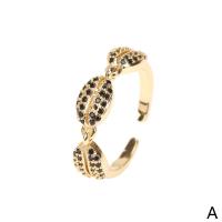 Brass Cuff Finger Ring, gold color plated, Adjustable & micro pave cubic zirconia & for woman 