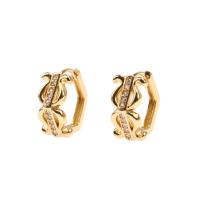 Cubic Zirconia Micro Pave Brass Earring, gold color plated, micro pave cubic zirconia & for woman 