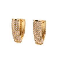 Cubic Zirconia Micro Pave Brass Earring, gold color plated, micro pave cubic zirconia & for woman 