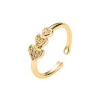 Brass Cuff Finger Ring, gold color plated, Adjustable & micro pave cubic zirconia & for woman, 20mm 