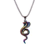 Chaîne en alliage de zinc de fer Collier Pull, 304 chaîne en acier inoxydable, avec Pendentif en alliage de zinc, serpent, Placage coloré, unisexe & styles différents pour le choix, multicolore Environ 27.55 pouce, Vendu par PC