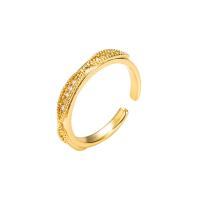 Brass Cuff Finger Ring, gold color plated, Adjustable & micro pave cubic zirconia & for woman, 20mm 