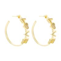 Cubic Zirconia Micro Pave Brass Earring, 18K gold plated & micro pave cubic zirconia & for woman 