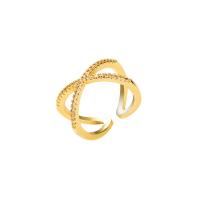 Brass Cuff Finger Ring, gold color plated, Adjustable & micro pave cubic zirconia & for woman, 20mm 