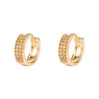 Brass Huggie Hoop Earring, gold color plated, micro pave cubic zirconia & for woman 