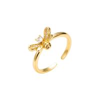 Brass Cuff Finger Ring, gold color plated, Adjustable & micro pave cubic zirconia & for woman, 20mm 